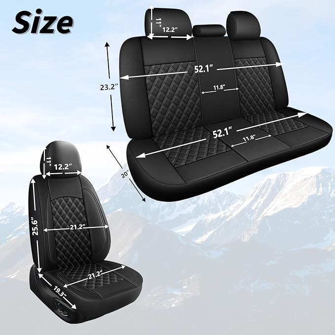 Car Seat Covers Full Set, Breathable and Waterproof Napa Leather Car Seat Cover