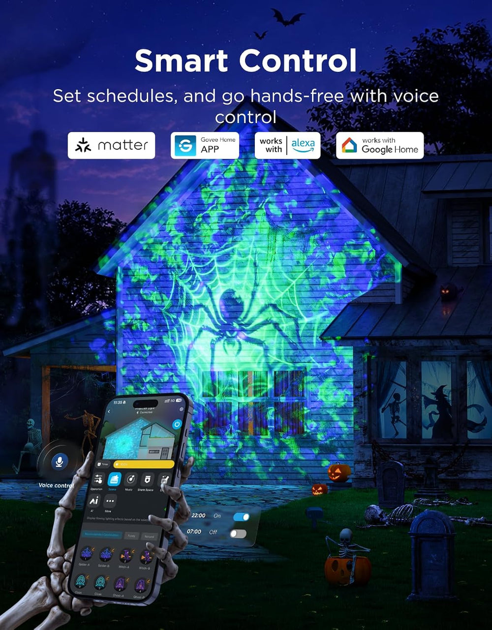 Govee Outdoor Halloween Projector Light, 3D Dynamic Visual Holiday Decor