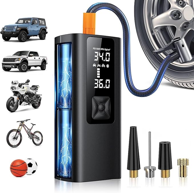 Tire Inflator Portable Air Compressor, 150 PSI & 3X Faster Cordless Air Pump