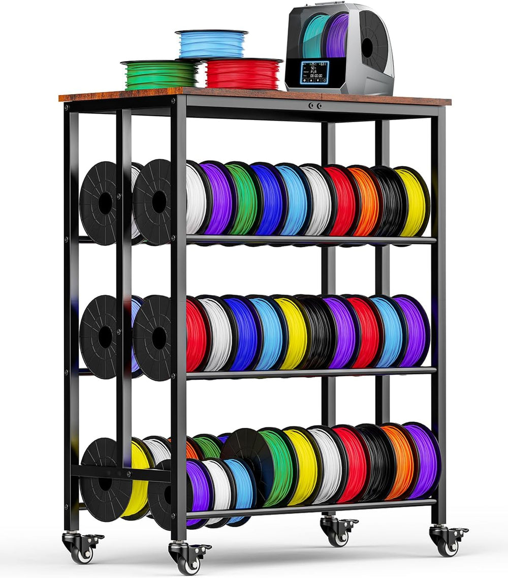 3D Printer Filament Cart, 2 Rows Filament Storage Rack Shelf