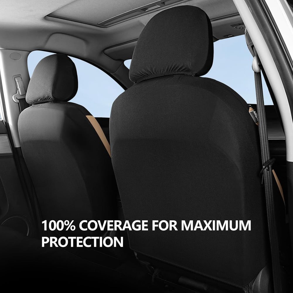 HChengkikz Front Car Seat Cover, Neoprene, Waterproof (Black + Beige)