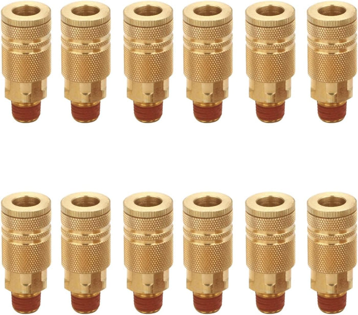1/4 Inch Brass Male Industrial Coupler, 12 Pack