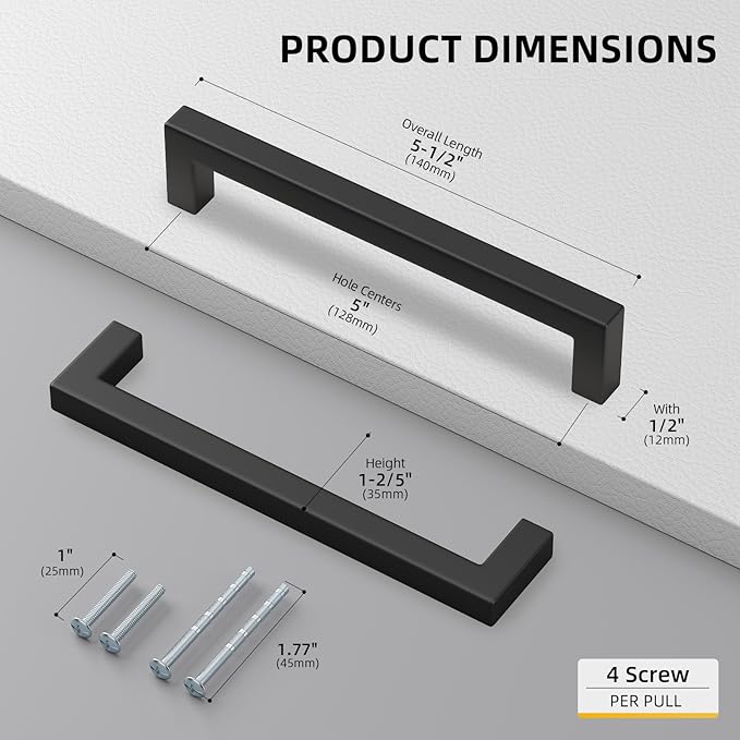 goldenwarm 30 Pack 5 Inch Black Cabinet Handles