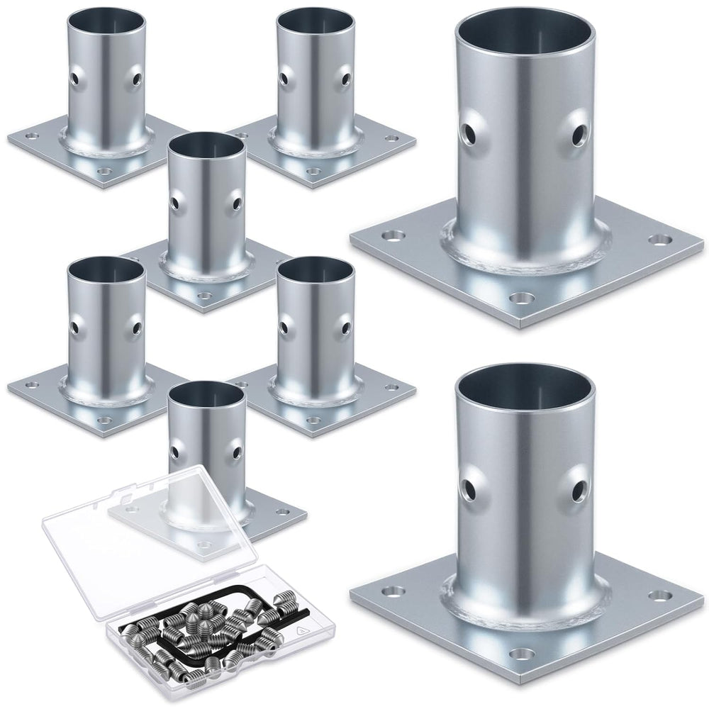 Blulu 8 Pack Galvanized Steel Flange Oblong Base for 1-5/8 OD Tubing