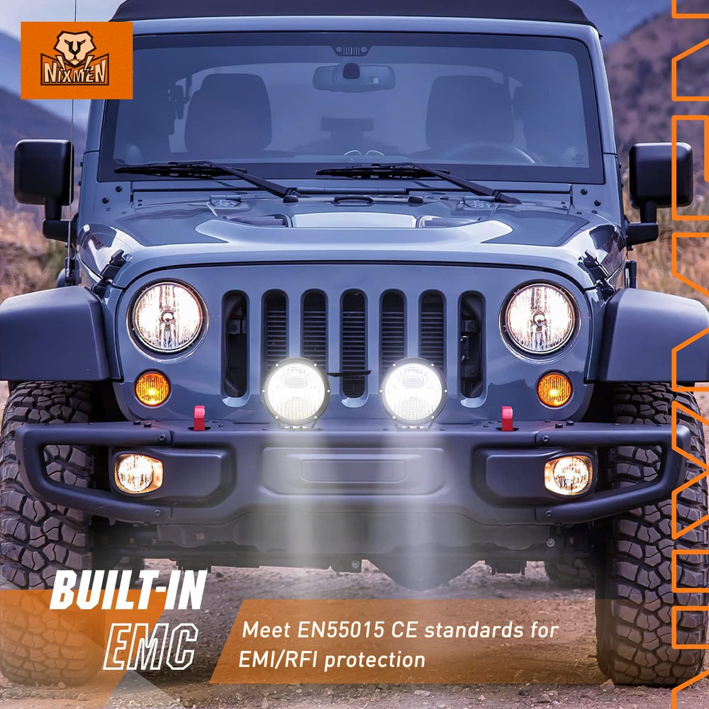 Nilight 7" Round LED Offroad Light, High Low Beam 120W IP68