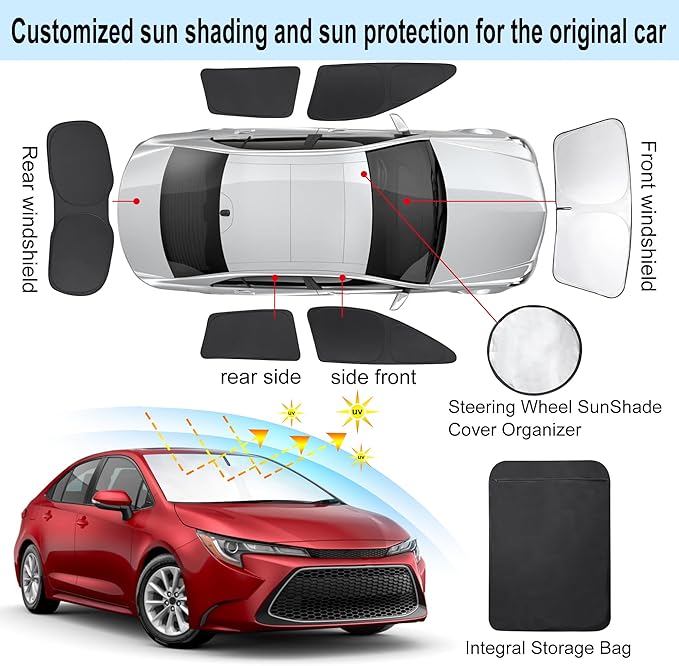 TINGLU Window Shades for Toyota Corolla 2020-2024 2025 Accessories Side Full ...