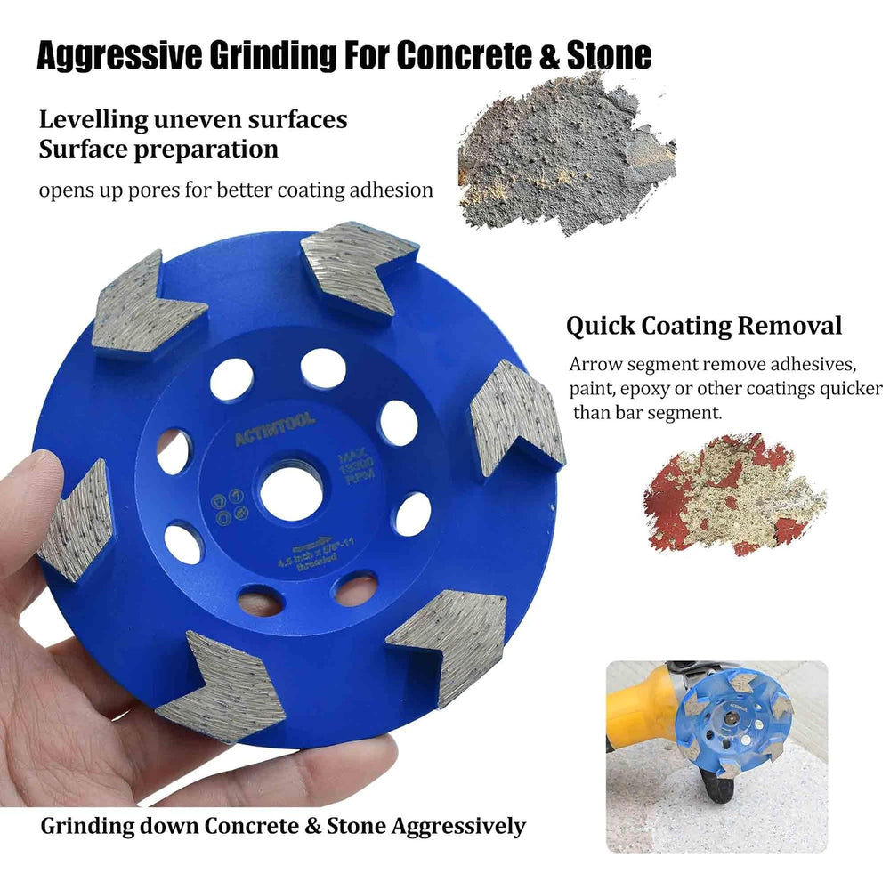4.5" Plate 6 Arrow Segments Grinding Cup Wheel for Concrete Floor Grindi...