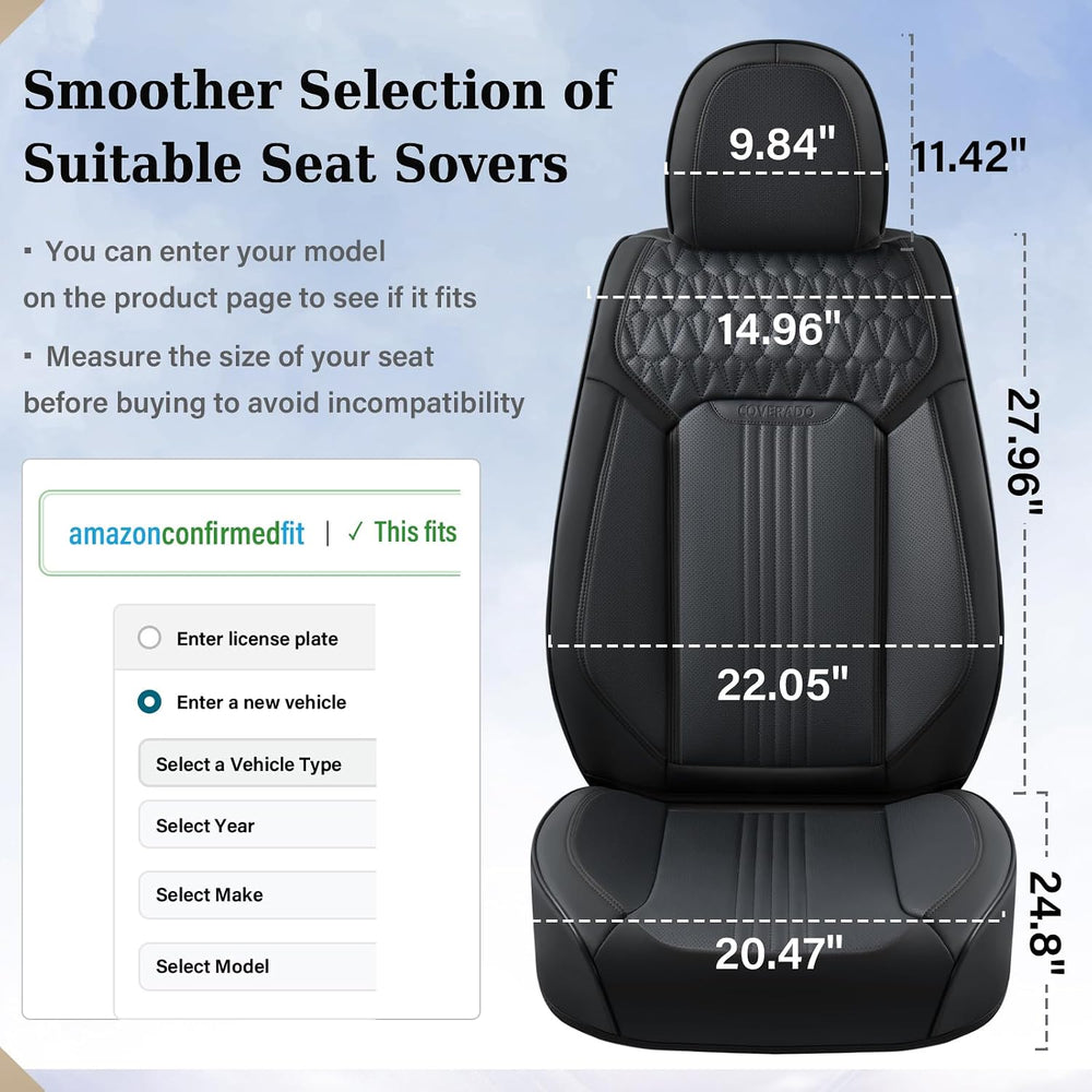 Coverado Seat Covers, Car Seat Covers Front Seats, Black Seat Cover, Waterpro...