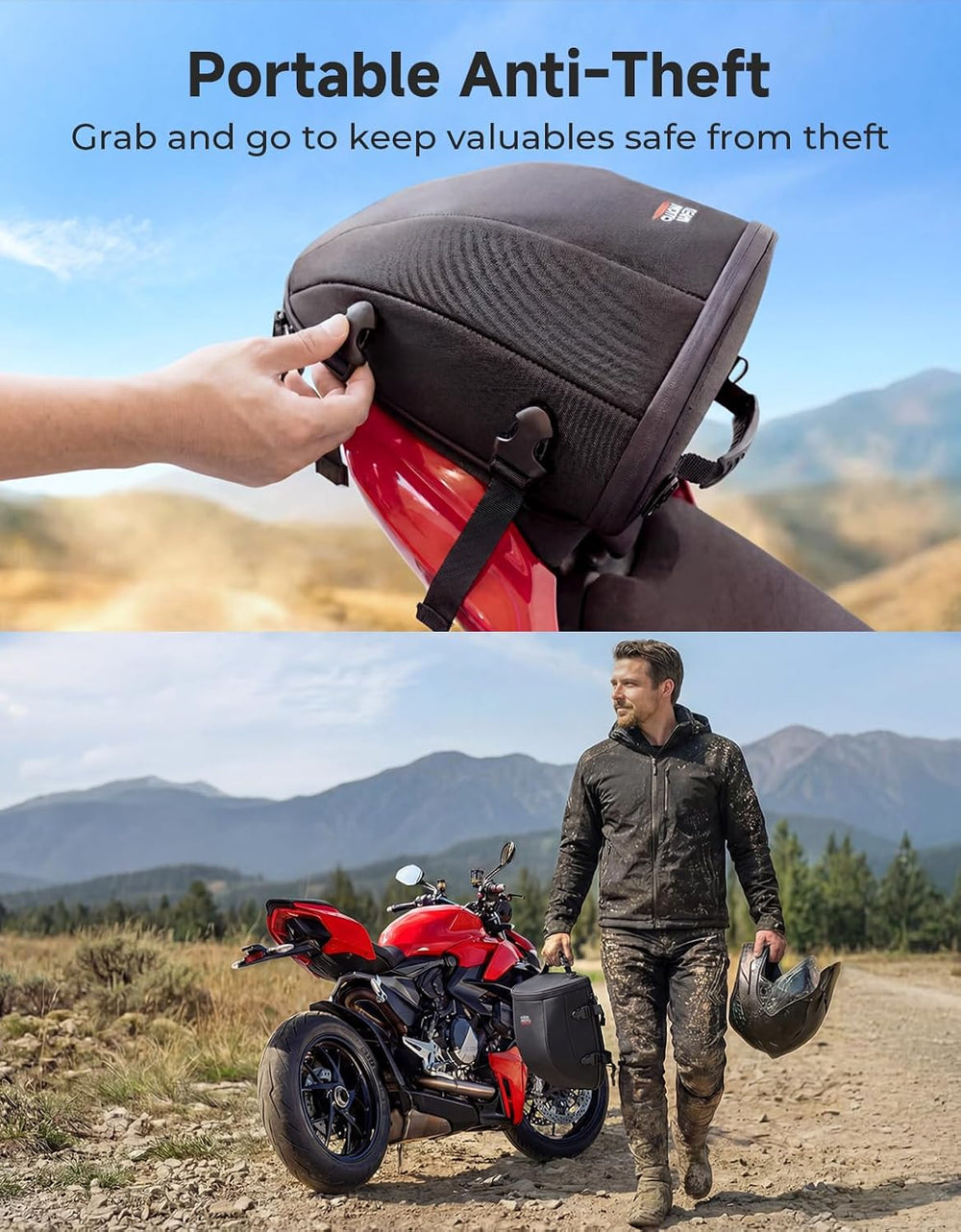 KEMIMOTO Motorcycle Tail Bag, Expandable 10.5L-12.5L Waterproof Motorcycle Re...