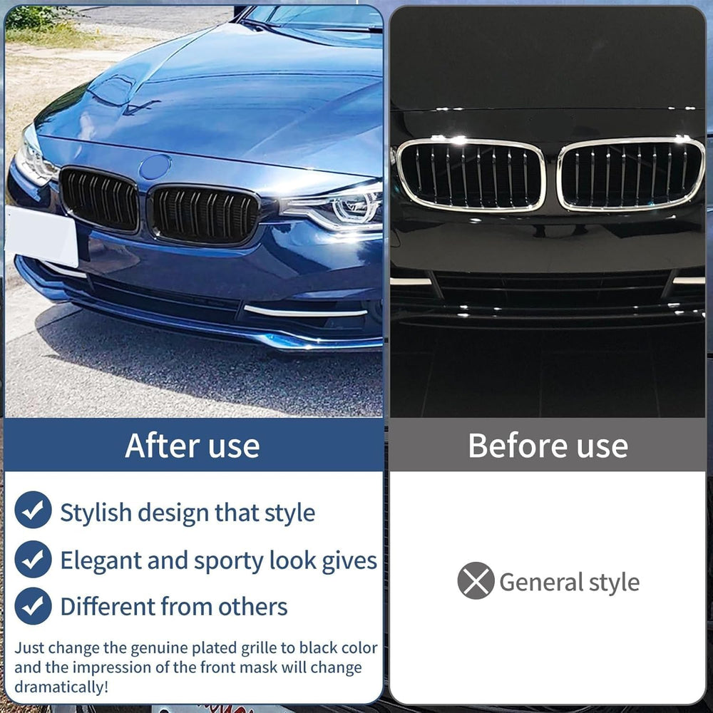 F30 Grill - Front Kidney Grille Black Grill for 2012-2018 BMW 3 Series F30 F3...