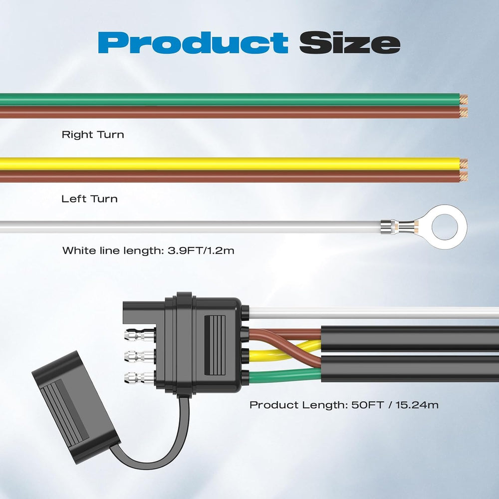4 Pin 5 Wire Trailer Wiring Harness Kit, Malictele 50FT 16AWG Core with Jacke...