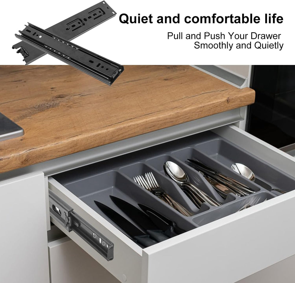 8 Pairs 10 Inch Black Full Extension Drawer Slides, Side Mount Drawer Slides ...