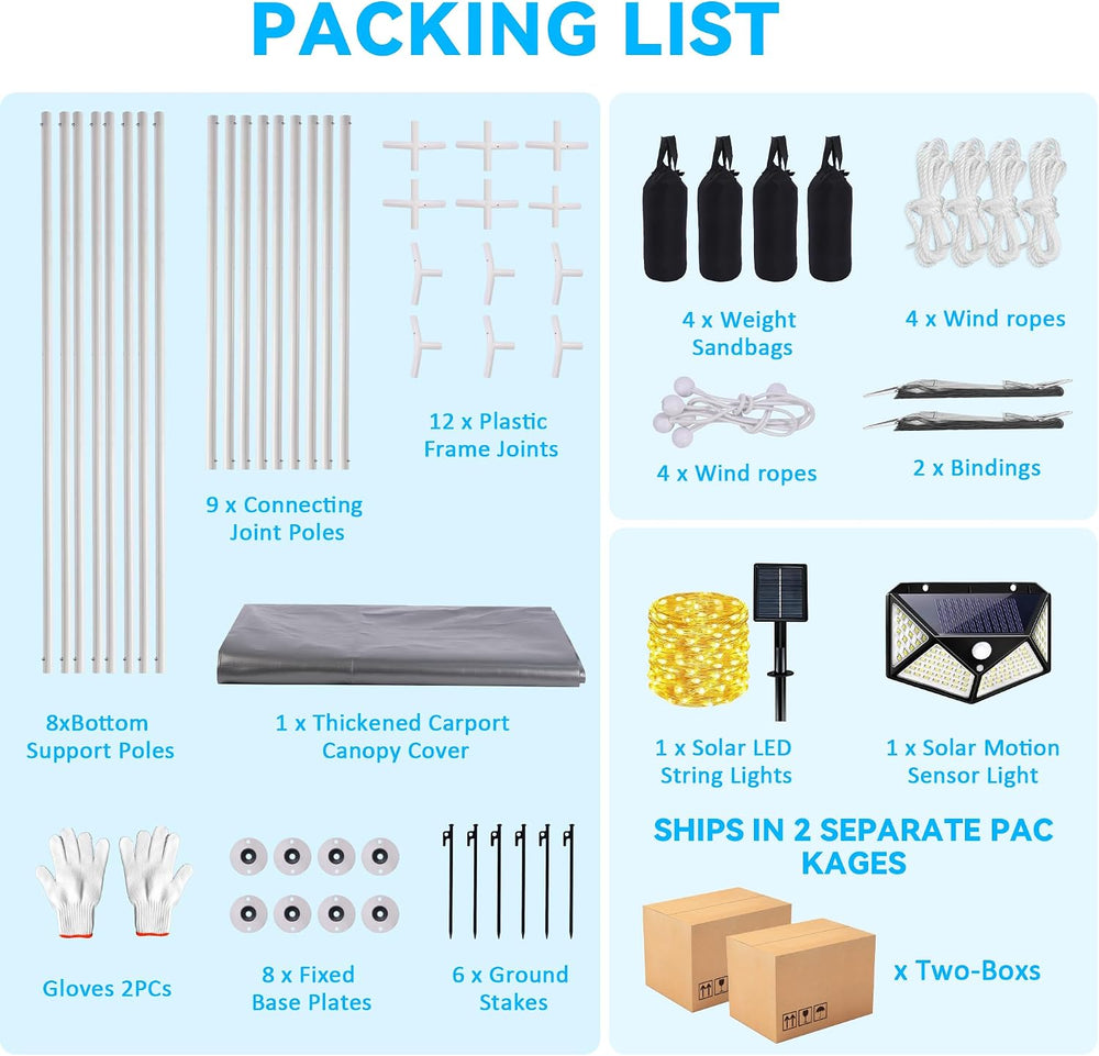 13X25 FT Carport Heavy Duty,Portable Car Ports Garage