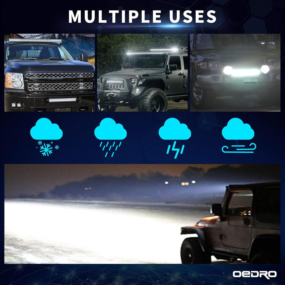 OEDRO 50 Inch 1483W Curved LED Light Bar with Wiring Harness Quad-Row