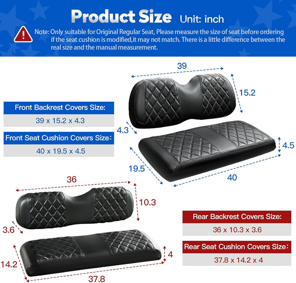 NOKINS Golf Cart Seat Covers 4 Piece Fits Club Car Precedent Standard Seat