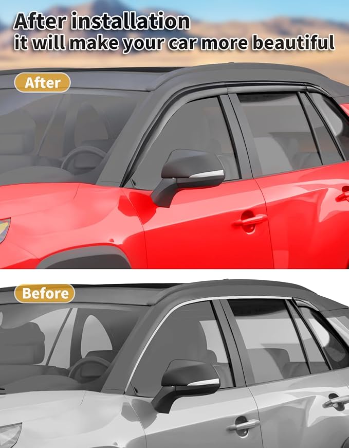Tape-On Window Rain Guards Fit for Toyota RAV4 2019 2020 2021 2022 2023 2024 ...