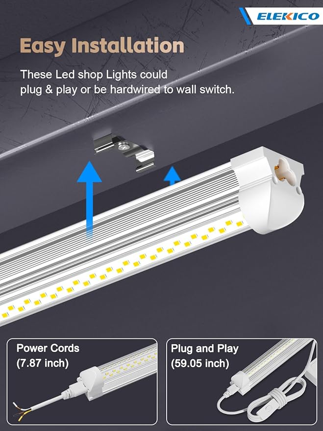 12 Pack Super Bright 100w 8ft Led Shop Light, 15000lm 5000k V Shape 8' Le...