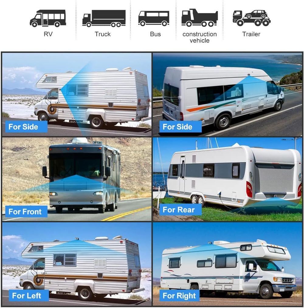 3 Camera Wired Backup Camera System Dash Cam for Truck/RV/Trailer/Bus/Tractor...
