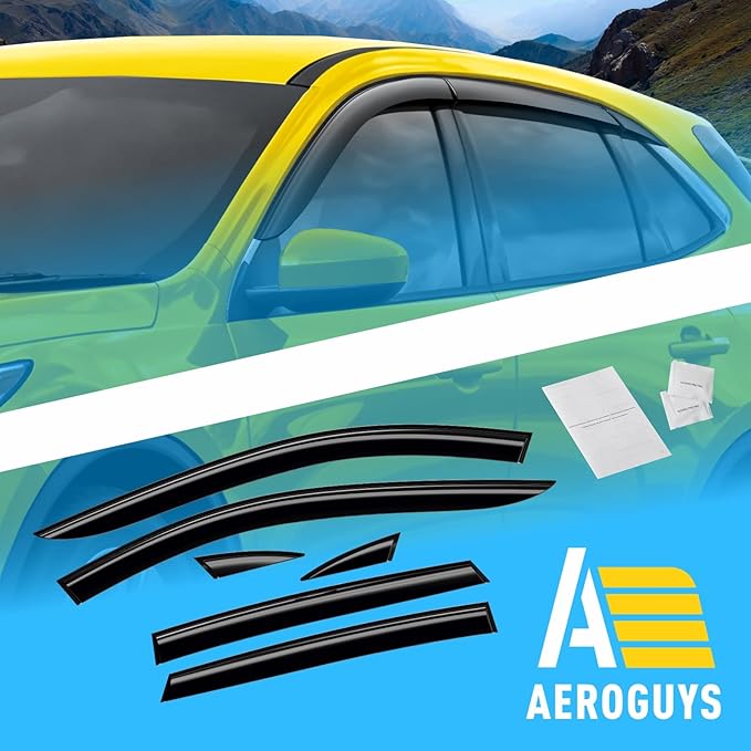Extra Durable Window Deflectors Tape-On Window Visors Rain Guards Fit (6pcs)