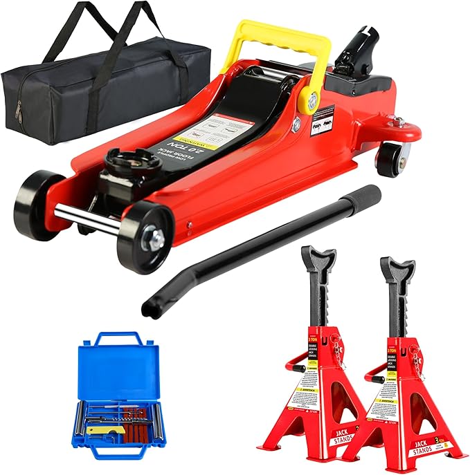 4 Piece Car Truck Floor Jack Service, Hydraulic Trolley Floor Jack & Jack
