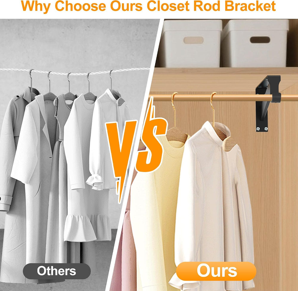 Heavy Duty Closet Rod Support Bracket 12 inch 400lbs Capacity Wall Mounted Cl...