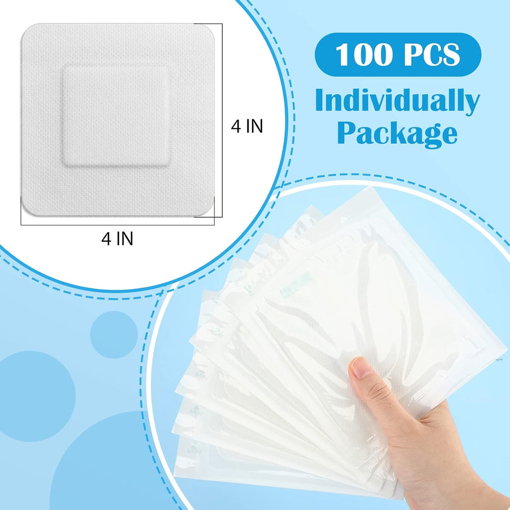 Nuogo 100 Pack Island Dressing 4"x4" Bordered Gauze Pads Breathable...