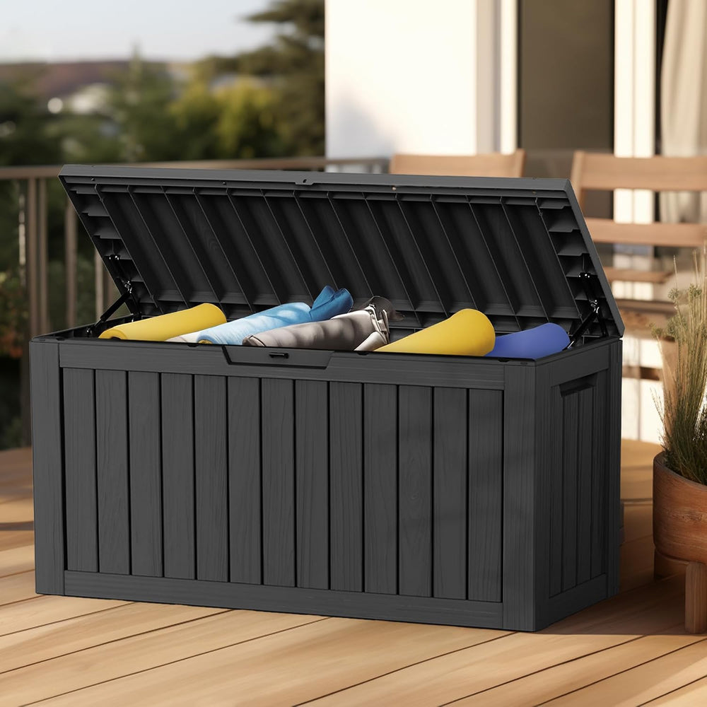 Vixzen 80 Gallon Resin Deck Box, Lockable Outdoor Storage Box for Patio Cushi...