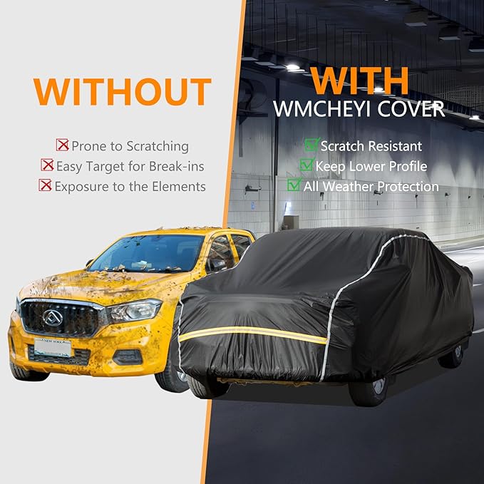 Pickup Truck Cover Waterproof All Weather, Outdoor Sun UV Rain Pickup Protection