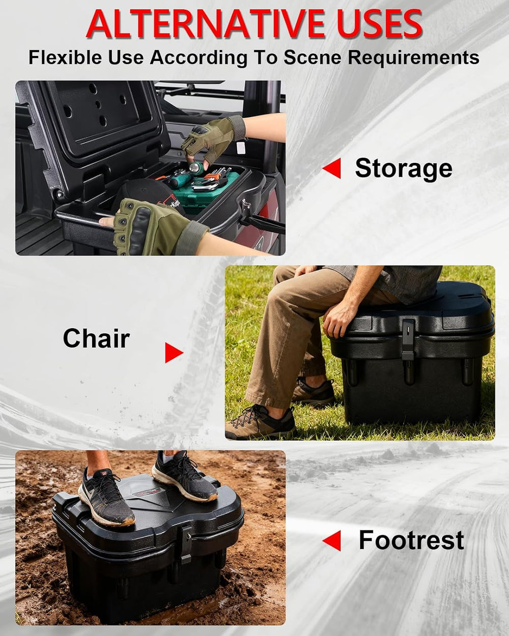 StarknightMT Bed Storage Box 24L/ 6GAL Compatible with Polaris Ranger XP 1000...