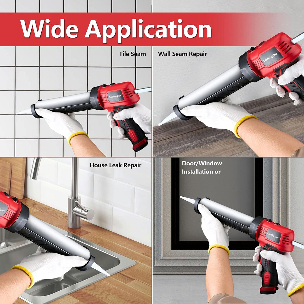 Caulk Gun, Non-Drip Electric Caulking Gun with 300 KG Thrust, Cordless Silico...
