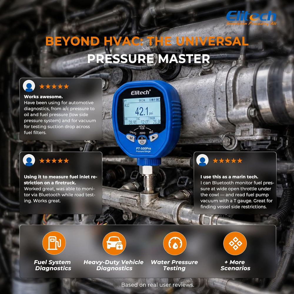 Elitech Wireless Digital HVAC Refrigerant Gauge Set PT-500/800Pro