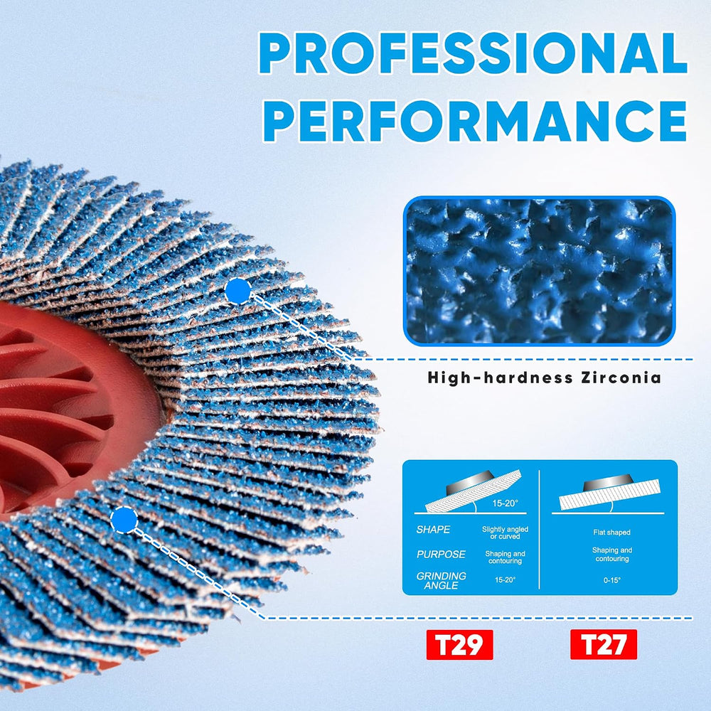 Flap Discs 40 60 80 120 Grit, 4 1/2 x 5/8-11 Inches, Type 29, 20 Pack