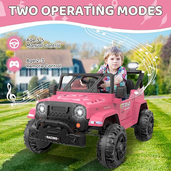 12V Ride On Truck Car with Remote Control, Kids Electric Vehicles with