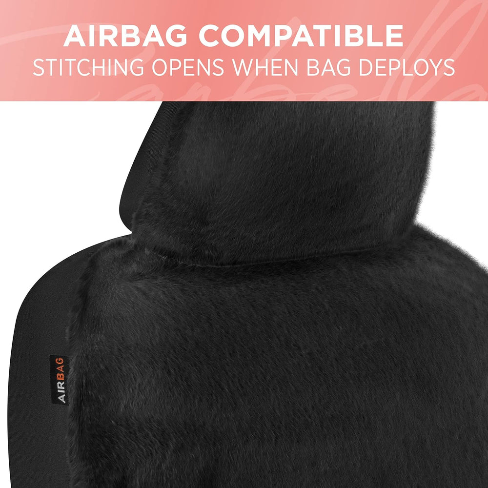 Carbella Sheepskin Car Seat Covers, 2-Pack Faux Fur, Front Seats Only, Cute A...