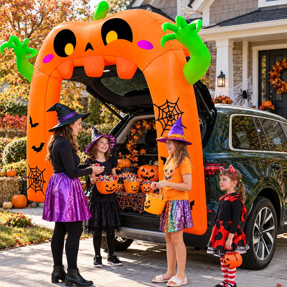 5 Ft Trunk or Treat Car Decoration Kit Halloween Inflatable Pumpkin Arch