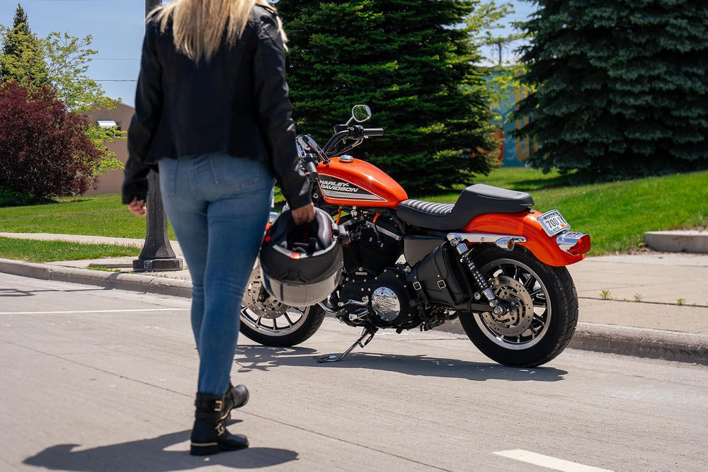 Willie & Max Black Synthetic Leather Motorcycle Swingarm Bag for Sportste...