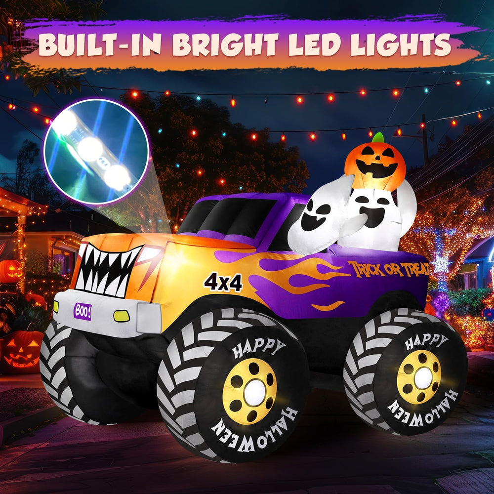 zukakii 8FT Long Halloween Inflatables Decoration Outdoor Monster Truck Car w...