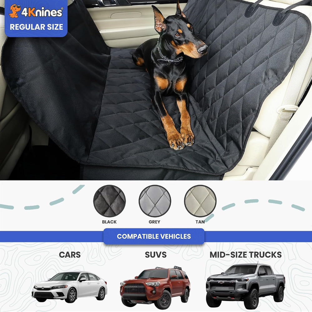 4Knines Heavy-Duty Rear Seat Cover for Dogs, Black