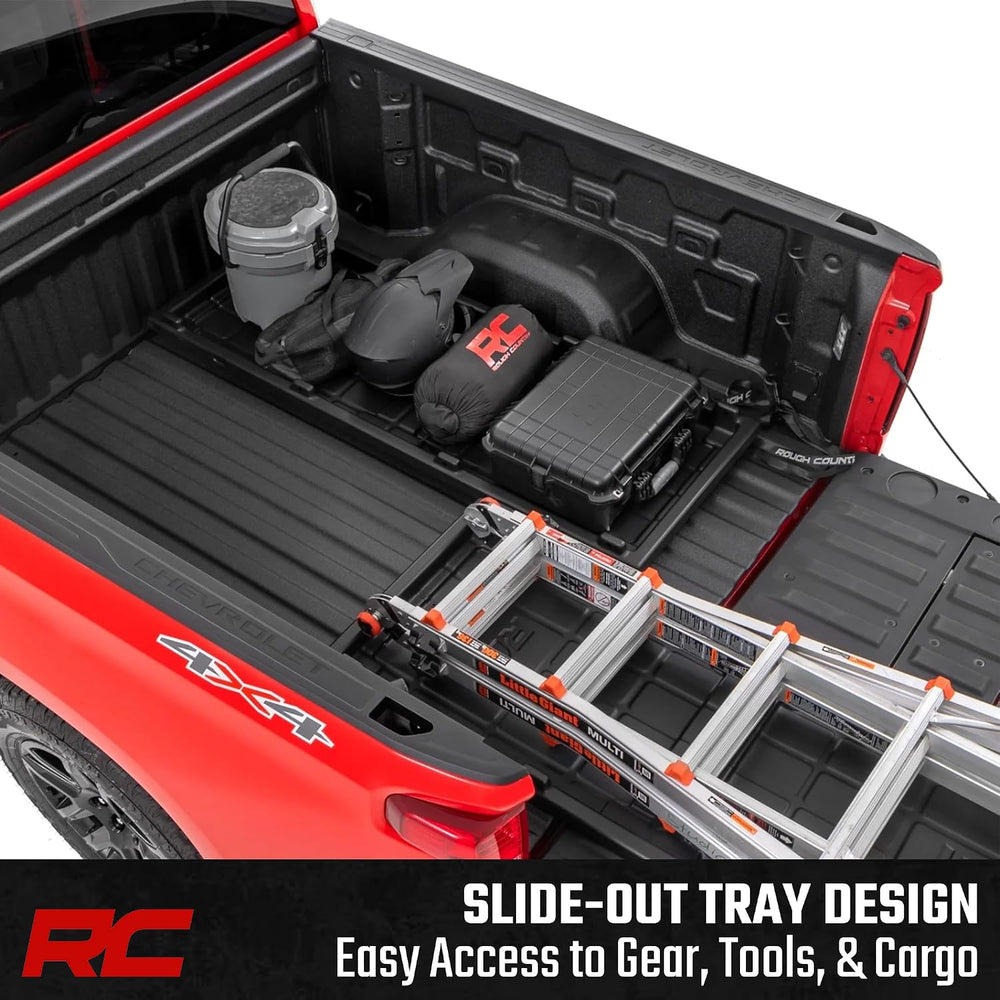 Rough Country Slide-Out Truck Bed Cargo Tray - Organizer for 5'7"+ B...