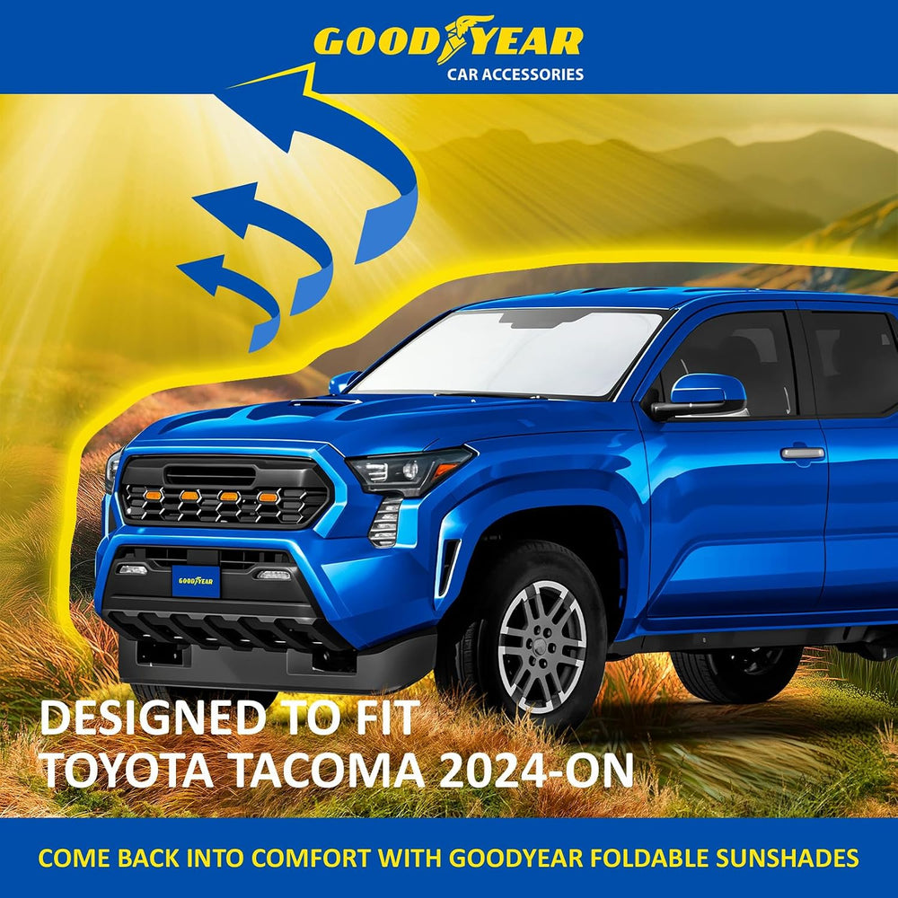 Goodyear Foldable Windshield Sunshade for Toyota Tacoma 2024-2026, Truck car ...
