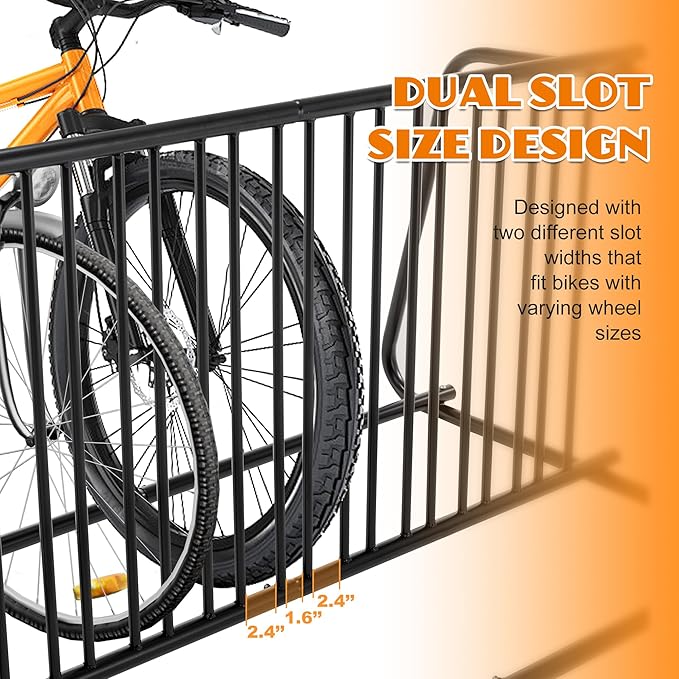 10-Bike Floor Bike Rack, 60” Dual-Sided Freestanding Steel Bike Stand