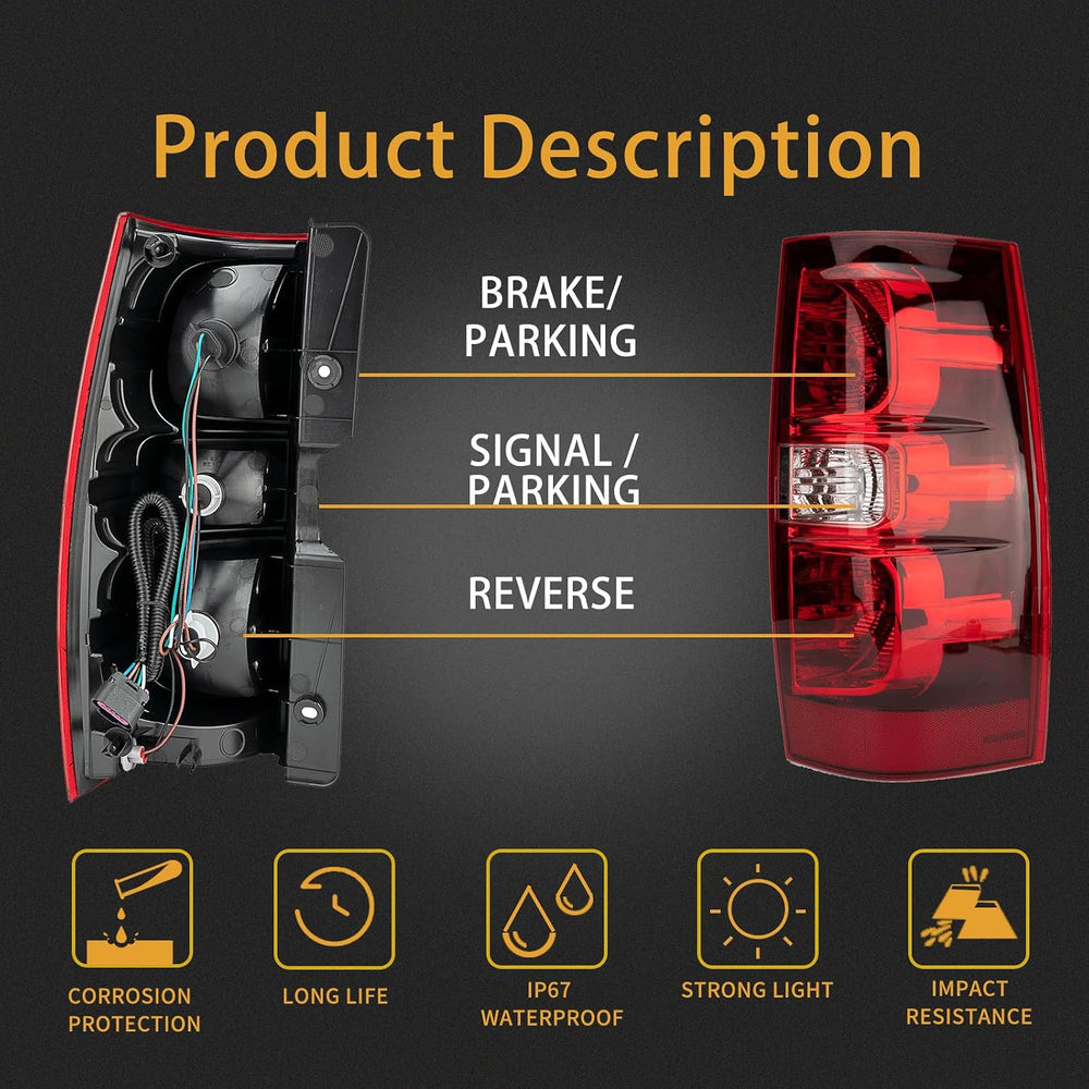 Tail Light Assembly Compatible With 2007-2014 Chevy Tahoe Suburban Right Pass...