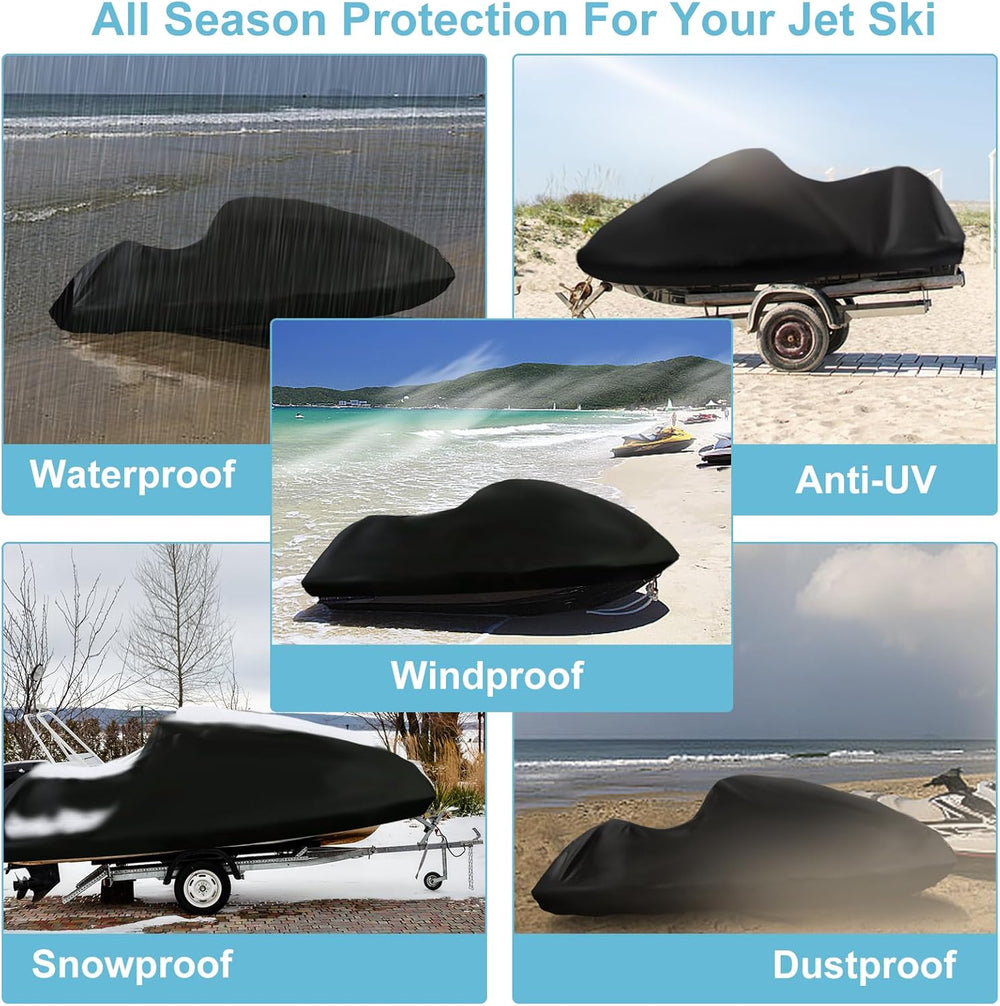 Jet Ski Cover Waterproof,Upgraded Heavy Duty 420D Jet ski Covers with 2 Air V...