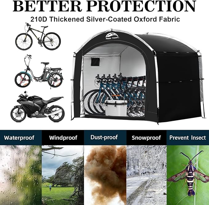 Happy Travel Bike Storage Tent Shed, Outdoor Waterproof Bicycle Covers Shelter