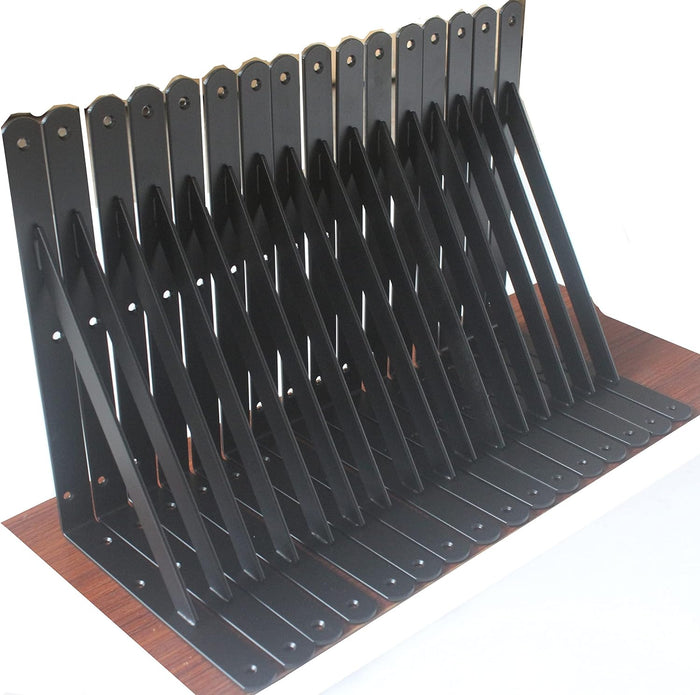 12 Pack L12 x H 8" Black Heavy Duty Shelf Brackets