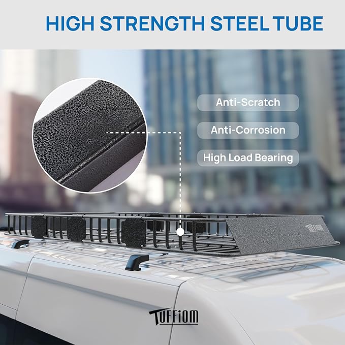 TUFFIOM 84"x 39"x 6" Universal Rooftop Cargo Carrier Basket, E...