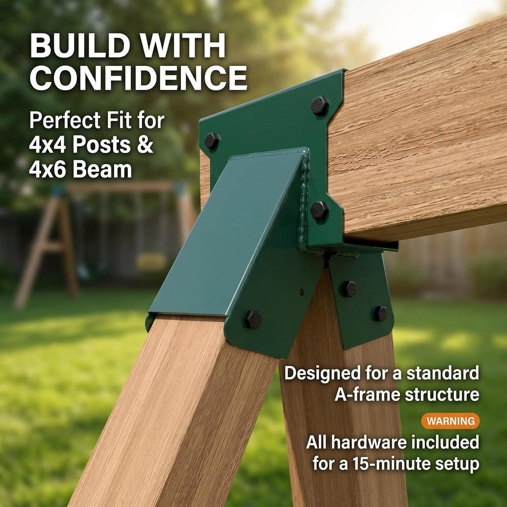 A-Frame Swing Set Bracket Kit, 2-Piece Wood Swing Hardware for Outdoor Playgr...