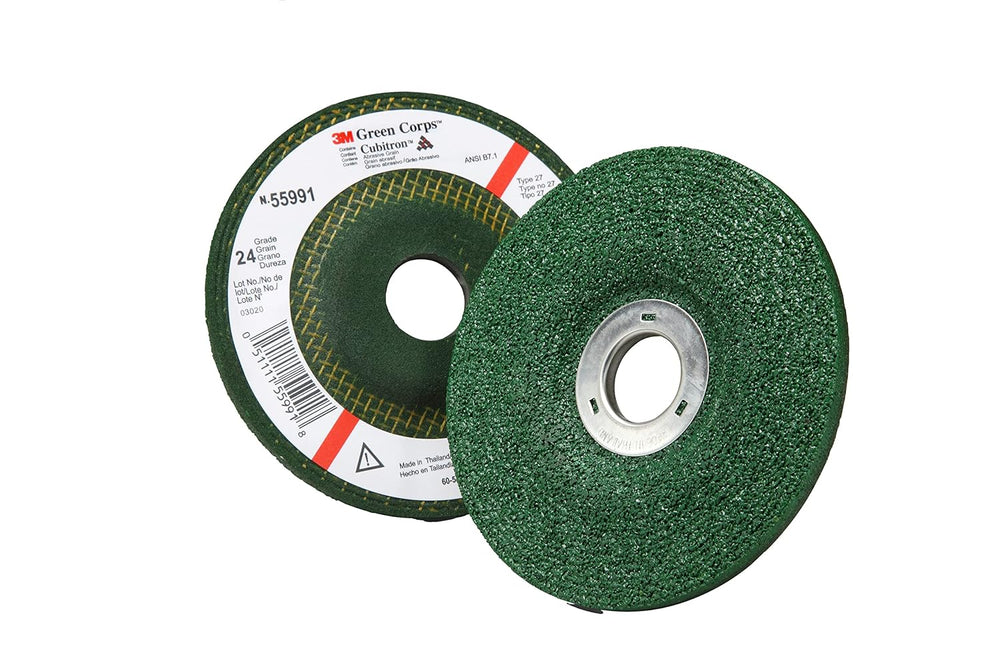 3M Green Corps Depressed Center Grinding Wheel, 24 4-1/2 in x 1/4 in x 7/8 in...