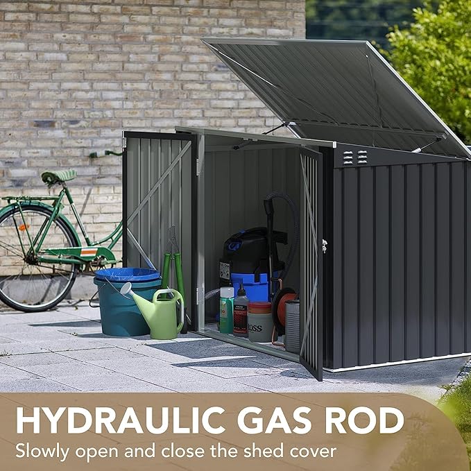 Devoko Outdoor Storage Shed 5.8 x 3.3 FT Metal Trash Shed Waterproof Outside