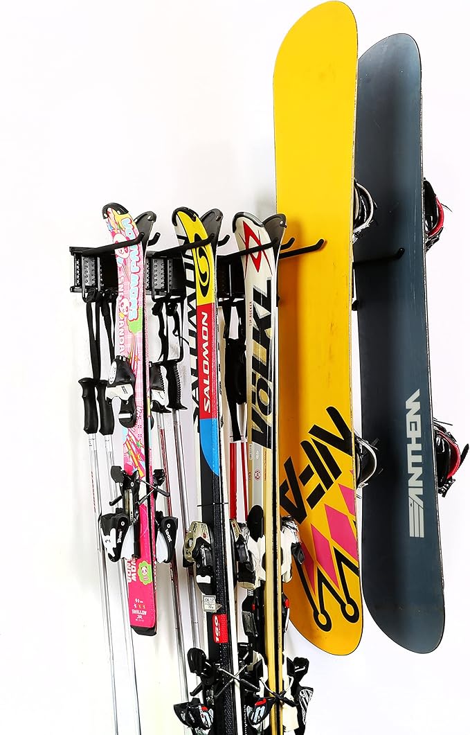 Ultrawall 24-Inch Wall Mounted Ski Rack, Holds Up to 300lbs, Powder-Coated Steel